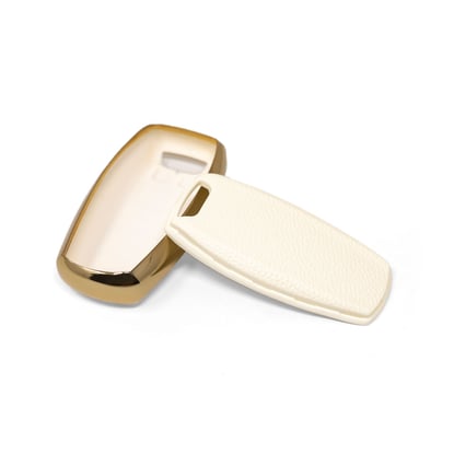 New-Aftermarket-Nano-High-Quality-Gold-Leather-Cover-For-Great-Wall-Remote-Key-4-Buttons-White-Color-GW-B13J---Emirates-Keys