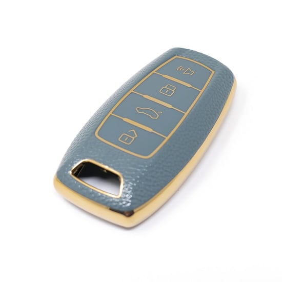 New-Aftermarket-Nano-High-Quality-Gold-Leather-Cover-For-Great-Wall-Remote-Key-4-Buttons-Gray-Color-GW-B13J---Emirates-Keys