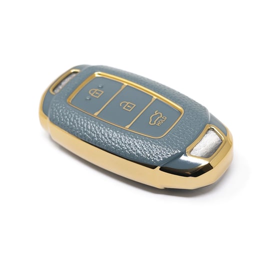 New-Aftermarket-Nano-High-Quality-Gold-Leather-Cover-For-Hyundai-Remote-Key-3-Buttons-Gray-Color-HY-D13J---Emirates-Keys