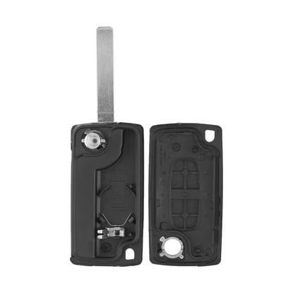 New-Aftermarket-Peugeot-407-Flip-Remote-Key-Shell-2-Buttons-Sedan-Trunk-Type-with-Battery-Holder-VA2-Blade-High-Quality-Best-Price---Emirates-Keys