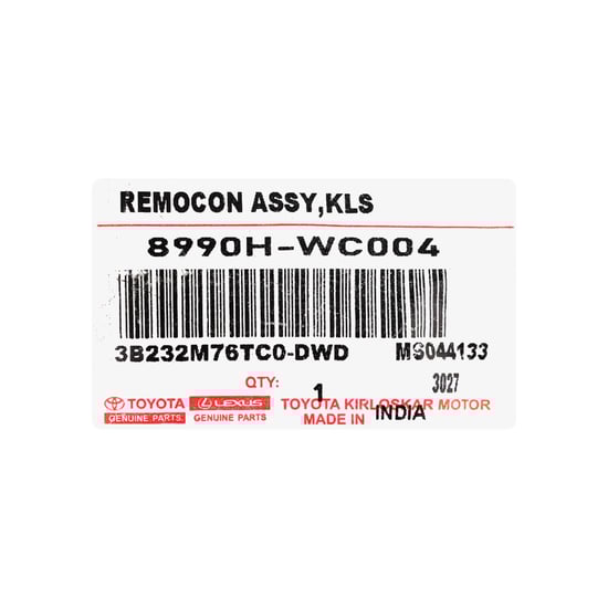 New-Toyota-Urban-Cruiser-2023-Genuine---OEM-Smart-Remote-Key-2-Buttons-433MHz-OEM-Part-Number:-8990H-WC004-,-8990HWC004---Emirates-Keys