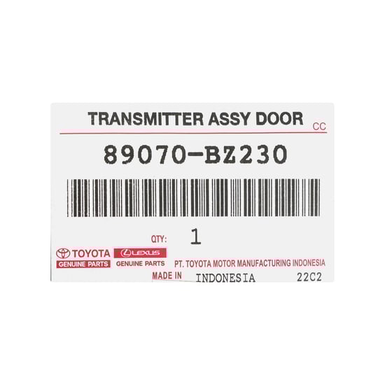 New-Toyota-Avanza-2016-Genuine---OEM-Remote-Key-2-Buttons-433MHz-OEM-Part-Number:-89070-BZ230-,-89070BZ230---Emirates-Keys