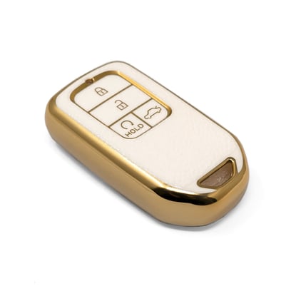 New-Aftermarket-Nano-High-Quality-Gold-Leather-Cover-For-Honda-Remote-Key-4-Buttons-White-Color-HD-A13J4---Emirates-Keys