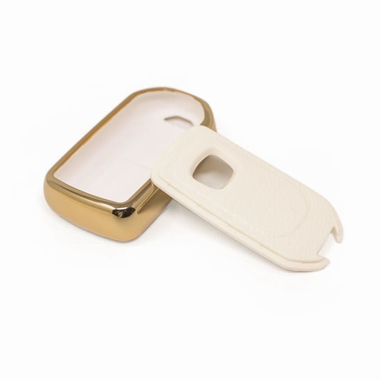 New-Aftermarket-Nano-High-Quality-Gold-Leather-Cover-For-Honda-Remote-Key-4-Buttons-White-Color-HD-A13J4---Emirates-Keys