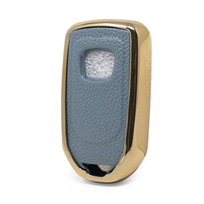 New-Aftermarket-Nano-High-Quality-Gold-Leather-Cover-For-Honda-Remote-Key-4-Buttons-Gray-Color-HD-A13J4---Emirates-Keys