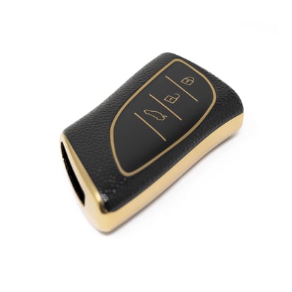 New-Aftermarket-Nano-High-Quality-Gold-Leather-Cover-For-Lexus-Remote-Key-43-Buttons-Black-Color-LXS-B13J3---Emirates-Keys