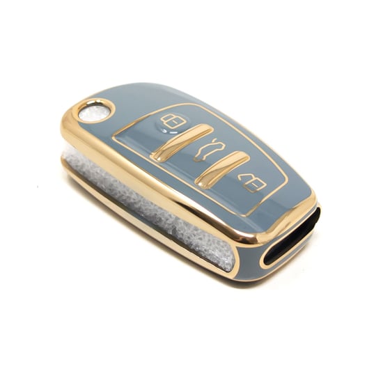 New-Aftermarket-Nano-High-Quality-Cover-For-Audi-Flip-Remote-Key-3-Button-Gray-Color-Audi-C11J---Emirates-Keys