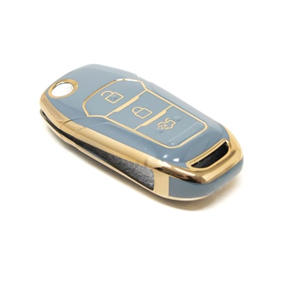 New-Aftermarket-Nano-High-Quality-Cover-For-Ford-Fusion-Flip-Remote-Key-3-Buttons-Gray-Color-Ford-F11J---Emirates-Keys