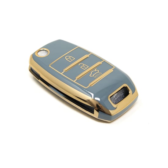 New-Aftermarket-Nano-High-Quality-Cover-For-Kia-Flip-Remote-Key-3-Buttons-Gray-Color-KIA-B11J3---Emirates-Keys