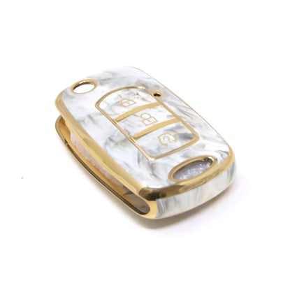 New-Aftermarket-Nano-High-Quality-Marble-Cover-For-Dongfeng-Flip-Remote-Key-3-Buttons-White-Color-DF-E12J---Emirates-Keys