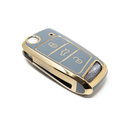 New-Aftermarket-Nano-High-Quality-Cover-For-Volkswagen-MQB-Flip-Remote-Key-3-Buttons-Gray-Color-VW-E11J---Emirates-Keys