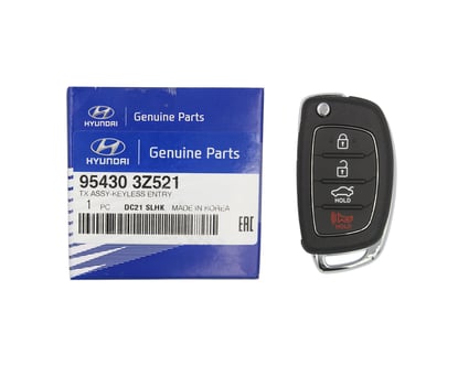 NEW-Hyundai-I40-2013-2015-Genuine-OEM-Flip-Remote-Key-4-Buttons-433MHz-4D-Transponder-95430-3Z521-954303Z521---FCCID:-SEKS-VF123BTX---Emirates-Keys