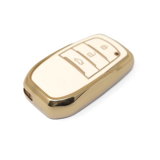 New-Aftermarket-Nano-High-Quality-Gold-Leather-Cover-For-Toyota-Remote-Key-3-Buttons-White-Color-TYT-A13J3---Emirates-Keys