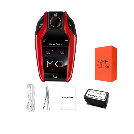 New-Aftermarket-LCD-Universal-Smart-Key-Kit-With-Keyless-Entry-And-IOS-Car-BMW-Style-Location-Tracking-System-Red-Color---Emirates-Keys