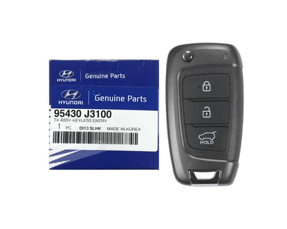 NEW-Hyundai-Veloster-2018-Genuine-OEM-Flip-Remote-Key-3-Buttons-433MHz-DST80-Transponder-95430-J3100-95430J3100---Emirates-Keys