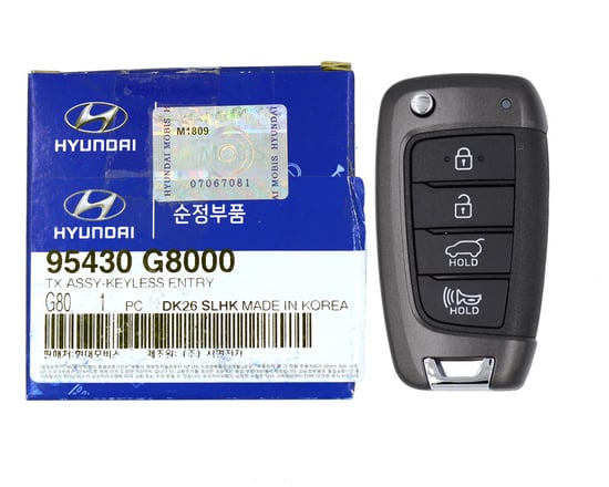 NEW-Hyundai-Granduer-2018-Genuine-OEM-Flip-Remote-Key-4-Buttons-433MHz-95430-G8000-95430G8000,-FCCID:-OSLOKA-450T---Emirates-Keys
