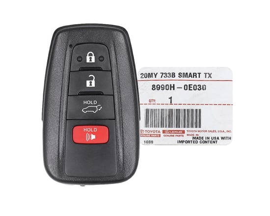 NEW-Toyota-Highlander-2020-Genuine-OEM-Smart-Key-4-Buttons-315MHz-Manufacturer-Part-Number:-8990H-0E030---8990H-0E020-8990H0E030---FCCID:-HYQ14FBC