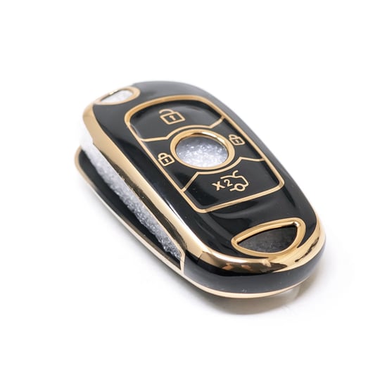 New-Aftermarket-Nano-High-Quality-Cover-For-Buick-Remote-Key-4-Button-Black-Color-Silver-Frame-BK-B11J---Emirates-Keys