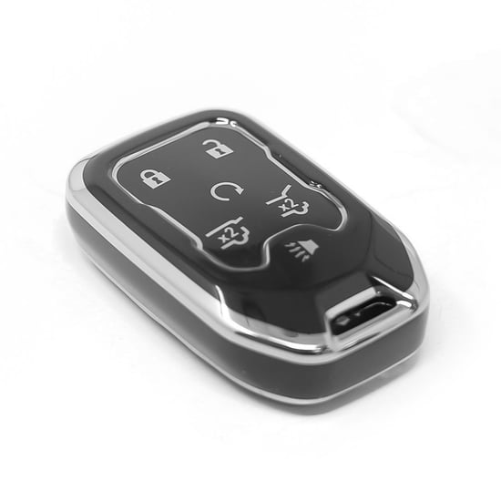 New-Aftermarket-Nano-High-Quality-Cover-For-GMC-Remote-Key-6-Button-Black-Color-Silver-Frame-GMC-A11Y6---Emirates-Keys