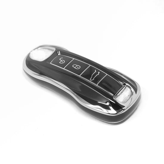 New-Aftermarket-Nano-High-Quality-Cover-For-Porsche-Remote-Key-3-Button-Black-Color-Silver-Frame-PSC-B11Y---Emirates-Keys