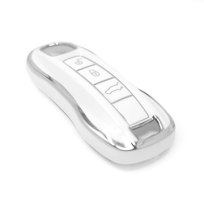 New-Aftermarket-Nano-High-Quality-Cover-For-Porsche-Remote-Key-3-Button-White-Color-Silver-Frame-PSC-B11Y---Emirates-Keys