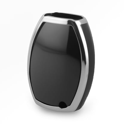 New-Aftermarket-Nano-High-Quality-Cover-For-Mercedes-Remote-Key-2-Button-Black-Color-Silver-Frame-Benz-A11Y2---Emirates-Keys