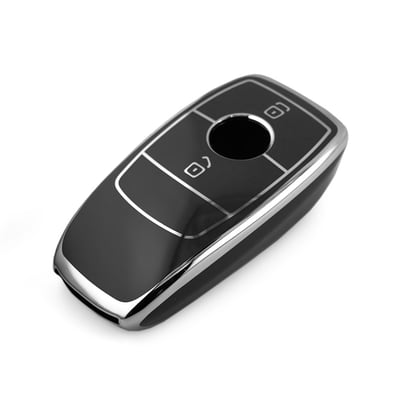 New-Aftermarket-Nano-High-Quality-Cover-For-Mercedes-Remote-Key-2-Button-Black-Color-Silver-Frame-Benz-B11Y2---Emirates-Keys