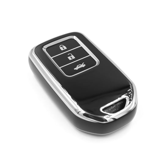 New-Aftermarket-Nano-High-Quality-Cover-For-Honda-Remote-Key-3-Button-Black-Color-Silver-Frame-HD-A11Y3A---Emirates-Keys