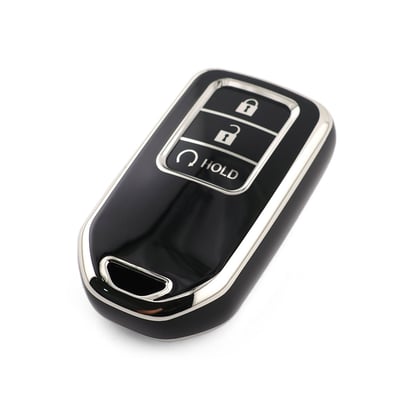 New-Aftermarket-Nano-High-Quality-Cover-For-Honda-Remote-Key-3-Button-Black-Color-Silver-Frame-HD-A11Y3B---Emirates-Keys