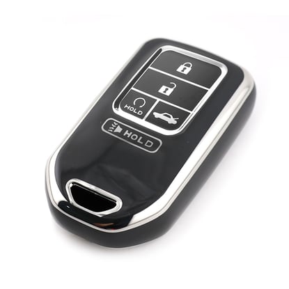 New-Aftermarket-Nano-High-Quality-Cover-For-Honda-Remote-Key-5-Button-Black-Color-Silver-Frame-HD-A11Y5---Emirates-Keys