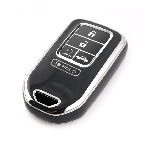 New-Aftermarket-Nano-High-Quality-Cover-For-Honda-Remote-Key-5-Button-Black-Color-Silver-Frame-HD-A11Y5---Emirates-Keys