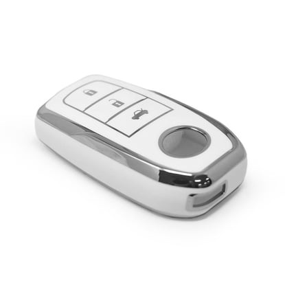 New-Aftermarket-Nano-High-Quality-Cover-For-Toyota-Remote-Key-3-Button-White-Color-Silver-Frame-TYT-A11Y3---Emirates-Keys