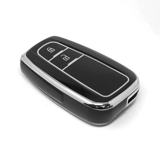 New-Aftermarket-Nano-High-Quality-Cover-For-Toyota-Remote-Key-2-Button-Black-Color-Silver-Frame-TYT-B11Y2---Emirates-Keys