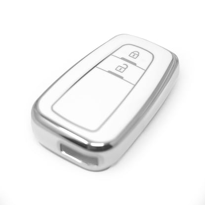 New-Aftermarket-Nano-High-Quality-Cover-For-Toyota-Remote-Key-2-Button-White-Color-Silver-Frame-TYT-B11Y2---Emirates-Keys
