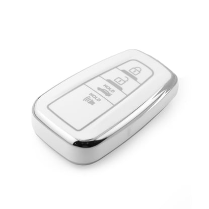 New-Aftermarket-Nano-High-Quality-Cover-For-Toyota-Remote-Key-4-Button-White-Color-Silver-Frame-TYT-B11Y4---Emirates-Keys