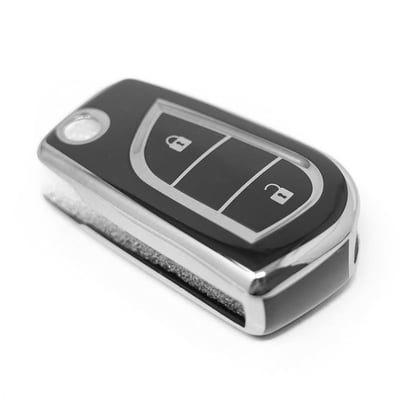 New-Aftermarket-Nano-High-Quality-Cover-For-Toyota-Remote-Key-2-Button-Black-Color-Silver-Frame-TYT-C11Y2---Emirates-Keys