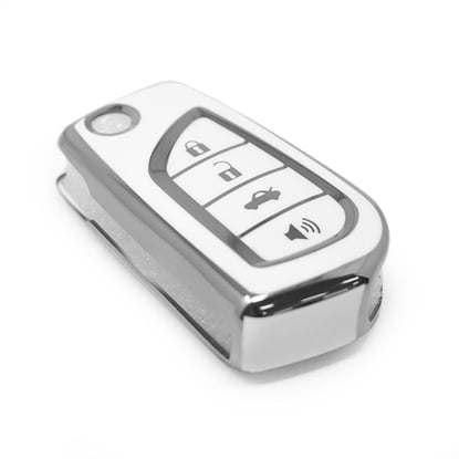 New-Aftermarket-Nano-High-Quality-Cover-For-Toyota-Remote-Key-4-Button-White-Color-Silver-Frame-TYT-C11Y4---Emirates-Keys