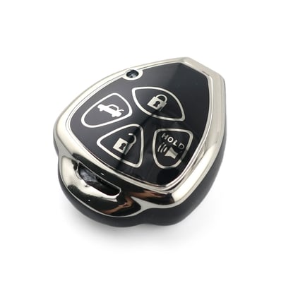 New-Aftermarket-Nano-High-Quality-Cover-For-Toyota-Remote-Key-4-Button-Black-Color-Silver-Frame-TYT-K11Y4---Emirates-Keys