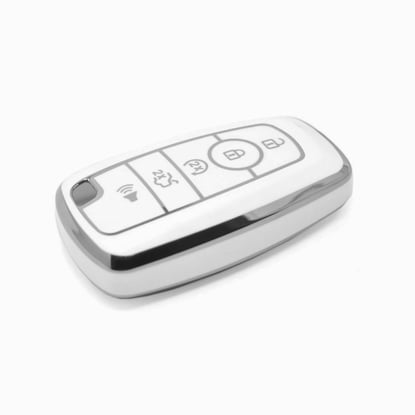 New-Aftermarket-Nano-High-Quality-Cover-For-Ford-Remote-Key-5-Button-White-Color-Silver-Frame-Ford-B11Y5---Emirates-Keys