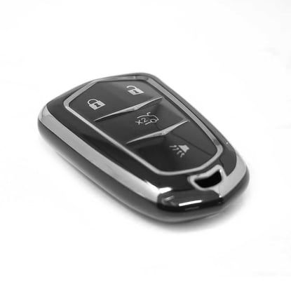 New-Aftermarket-Nano-High-Quality-Cover-For-Cadillac-Remote-Key-4-Button-Black-Color-Silver-Frame-CDLC-A11Y4---Emirates-Keys