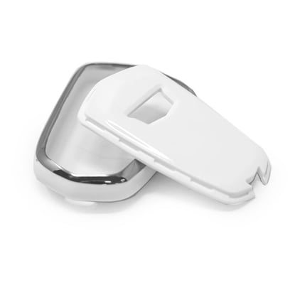 New-Aftermarket-Nano-High-Quality-Cover-For-Cadillac-Remote-Key-5-Button-White-Color-Silver-Frame-CDLC-A11Y5---Emirates-Keys