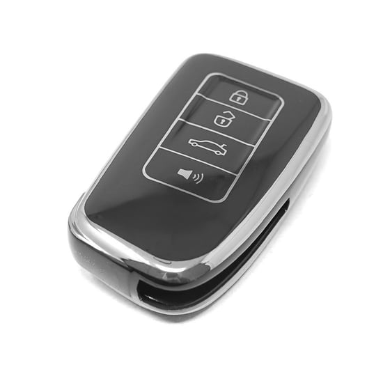 New-Aftermarket-Nano-High-Quality-Cover-For-Lexus-Remote-Key-4-Button-Black-Color-Silver-Frame-LXS-A11Y4---Emirates-Keys