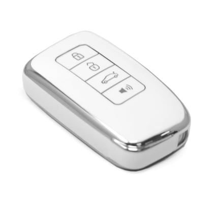 New-Aftermarket-Nano-High-Quality-Cover-For-Lexus-Remote-Key-4-Button-White-Color-Silver-Frame-LXS-A11Y4---Emirates-Keys