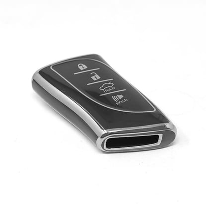 New-Aftermarket-Nano-High-Quality-Cover-For-Lexus-Remote-Key-4-Button-Black-Color-Silver-Frame-LXS-B11Y4---Emirates-Keys