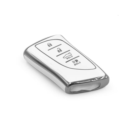 New-Aftermarket-Nano-High-Quality-Cover-For-Lexus-Remote-Key-4-Button-White-Color-Silver-Frame-LXS-B11Y4---Emirates-Keys