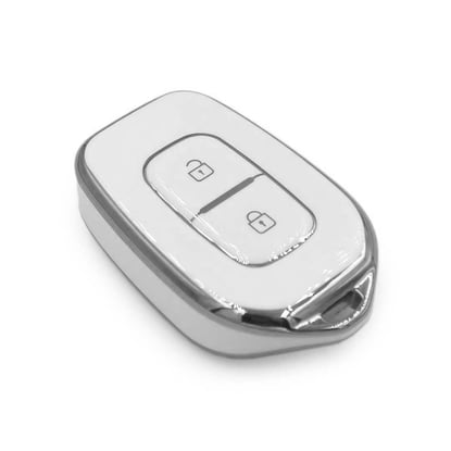 New-Aftermarket-Nano-High-Quality-Cover-For-Renault-Remote-Key-2-Button-White-Color-Silver-Frame-RN-C11Y2---Emirates-Keys