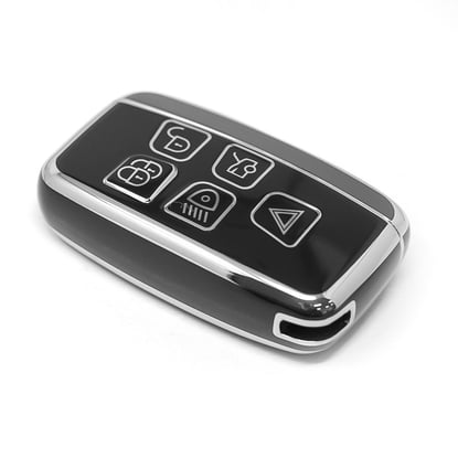 New-Aftermarket-Nano-High-Quality-Cover-For-Land-Rover-Remote-Key-5-Button-Black-Color-Silver-Frame-LR-A11Y---Emirates-Keys