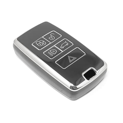 New-Aftermarket-Nano-High-Quality-Cover-For-Land-Rover-Remote-Key-5-Button-Black-Color-Silver-Frame-LR-B11Y---Emirates-Keys