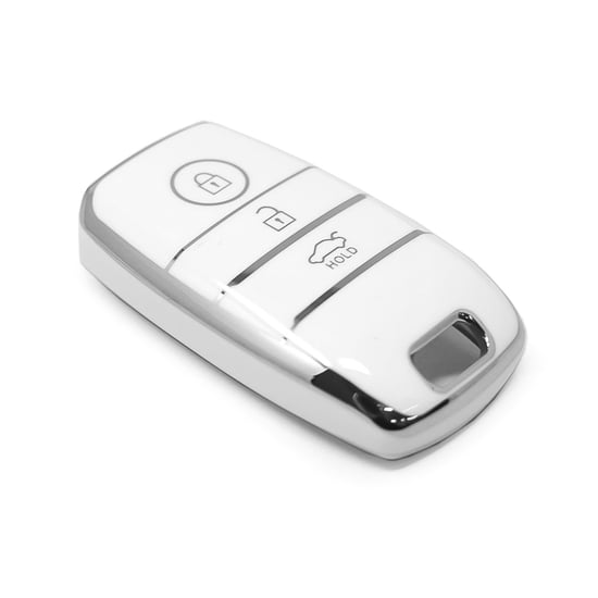New-Aftermarket-Nano-High-Quality-Cover-For-KIA-Remote-Key-3-Button-White-Color-Silver-Frame-KIA-A11Y3---Emirates-Keys