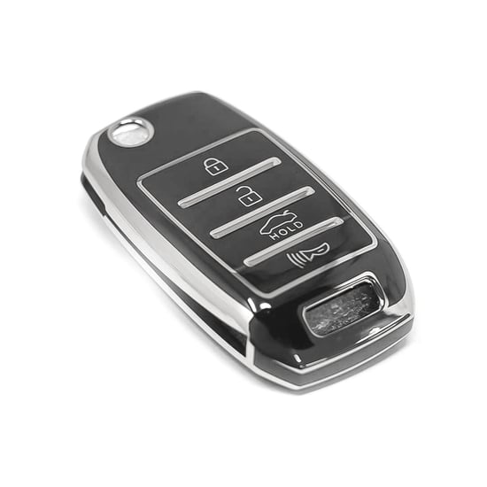 New-Aftermarket-Nano-High-Quality-Cover-For-KIA-Remote-Key-4-Button-Black-Color-Silver-Frame-KIA-B11Y4---Emirates-Keys